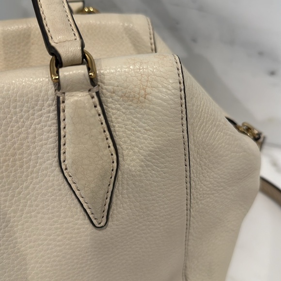 Tory Burch Kira Pebbled Leather Satchel in Cream - Picture 3 of 6